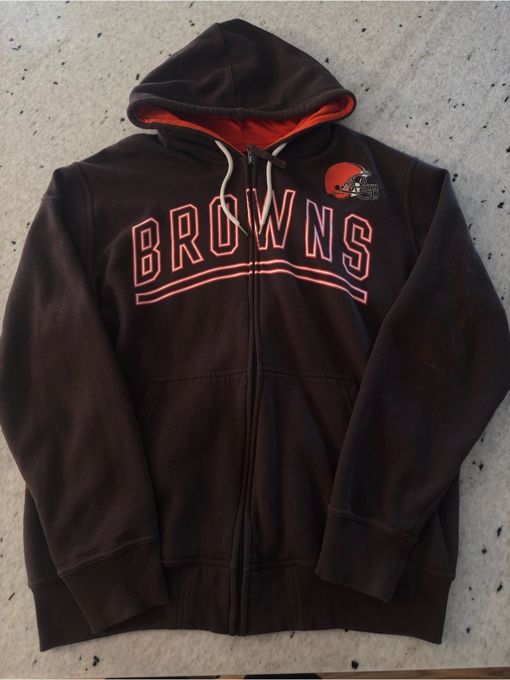 NFL Brown and Orange Zip Hoodie with NFL Shield Patch